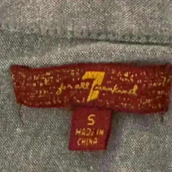 7 For All Mankind Boy’s Green Chambray Long Sleeve Button-Up Shirt - Small - Picture 4 of 4